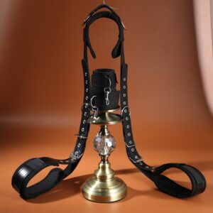 Leather Spreader Bar for BDSM Restraint and Erotic Play