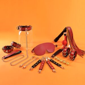 Red Chain Bondage Set - Leather SM Kit