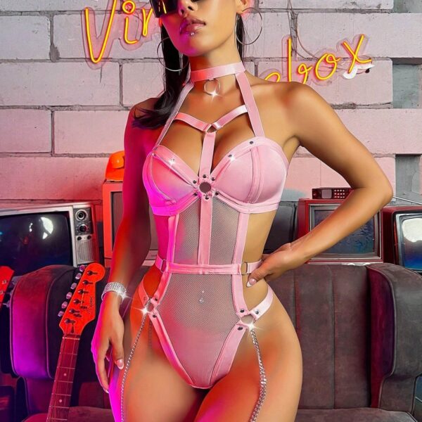 Sheer Mesh Shaping Seductive Bodysuit - Image 8